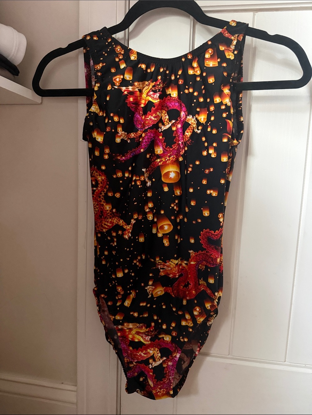 Black Dragon Lantern Print GYMNASTICS LEOTARD